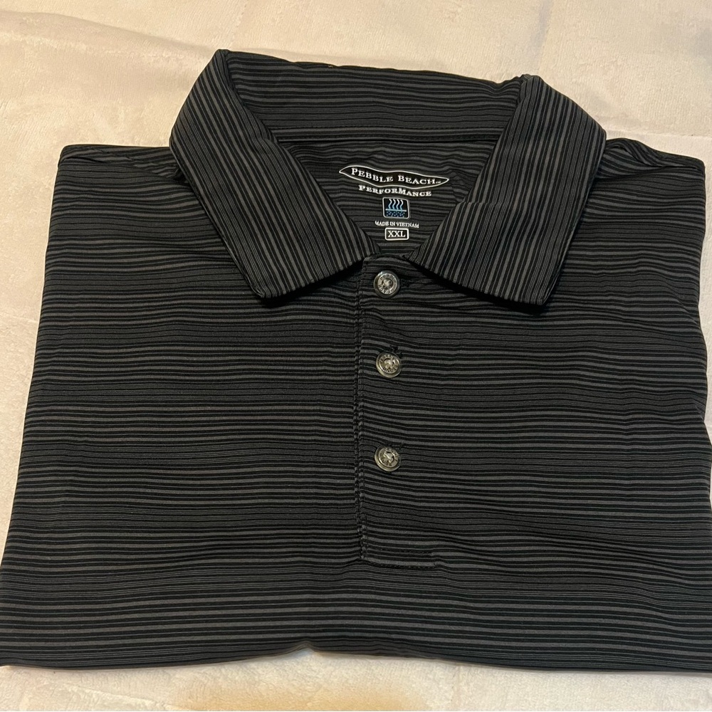 Pebble Beach Men's Striped Black Polo Shirt